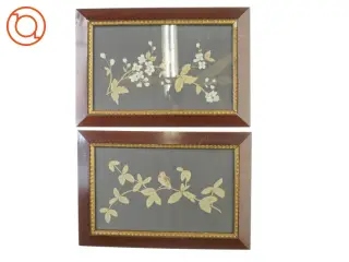 Antikke Billedrammer med blomster broderier (str. 50 x 34 cm)