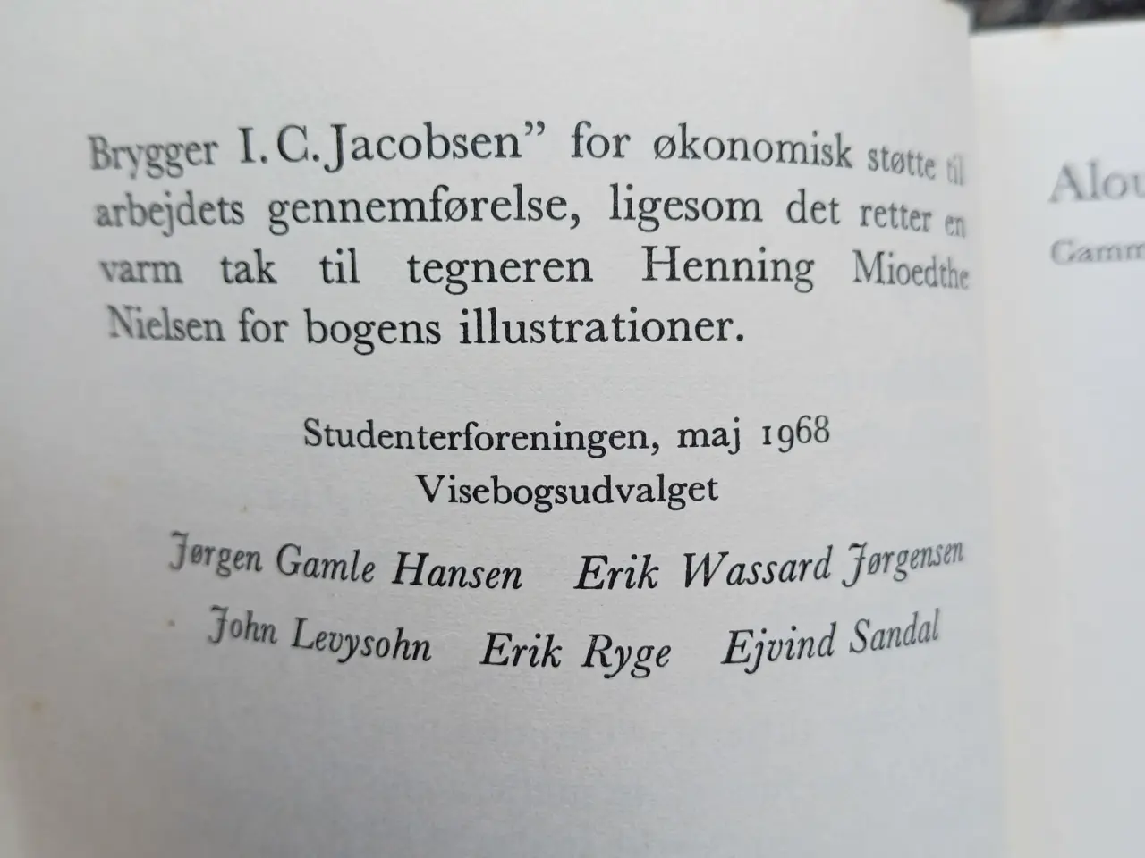 Billede 3 - StudenterForeningens Visebog - maj 1968