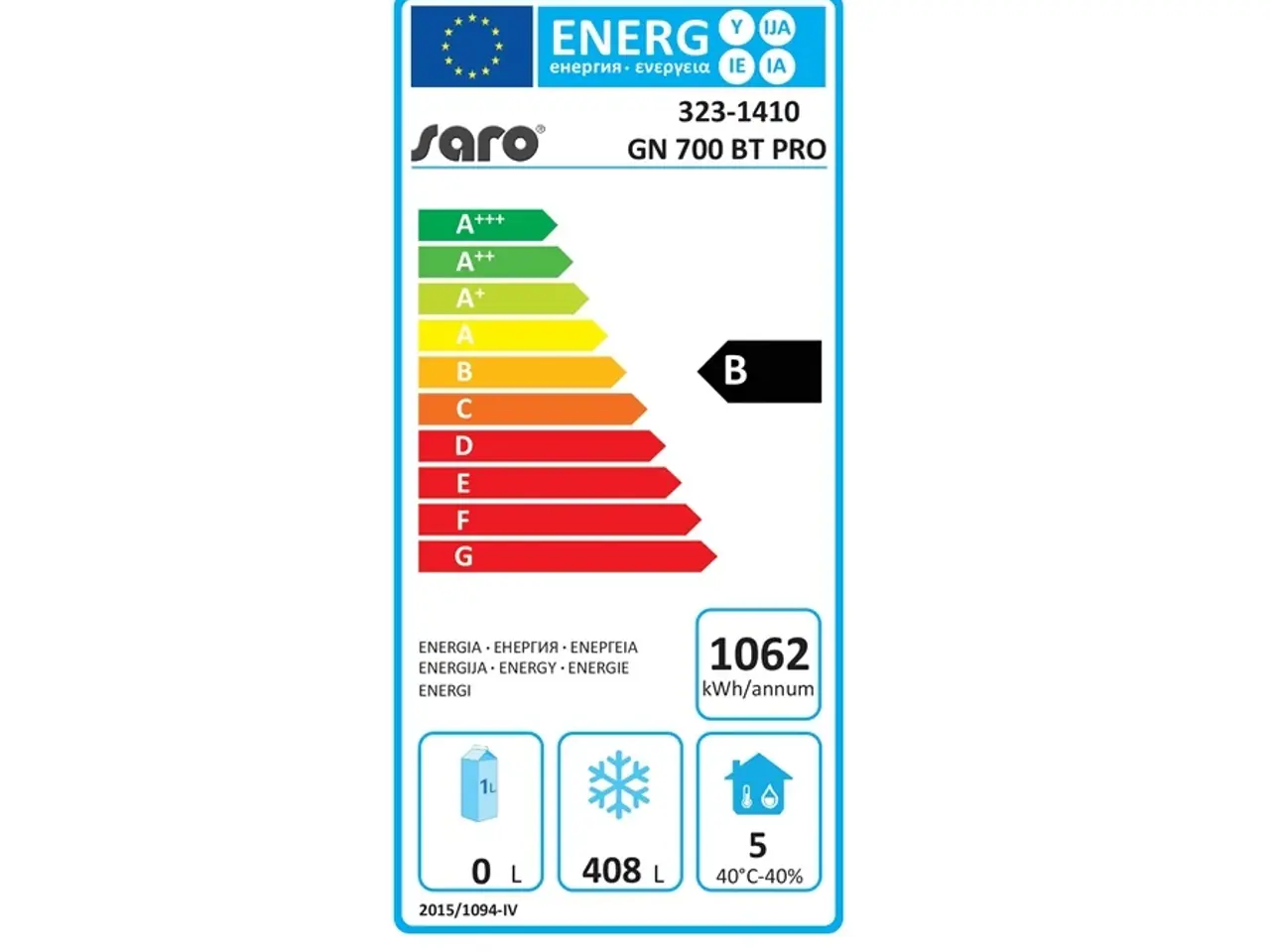 Billede 2 - Saro GN 700 BT PRO Industrifryser – Energiklasse B
