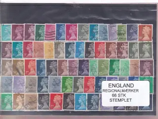 England - Regionalmærker - 66 Stk. - Stemplet