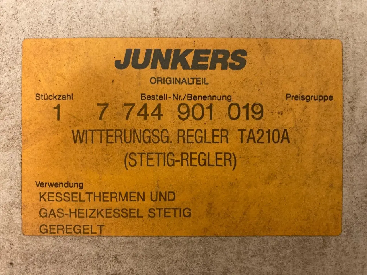 Billede 7 - Junkers Bosch TA 21K Gas Boiler Temperature NOS