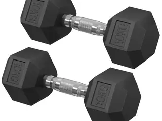 Håndvægte sæt - hexagon, 2 × 10 kg, støbejern, sort
