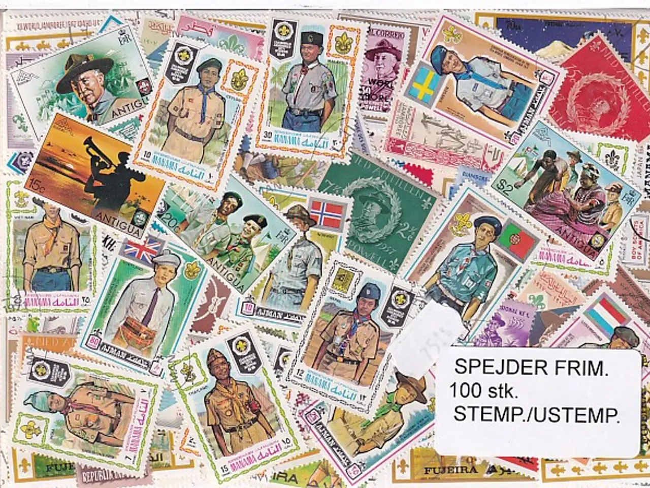 Billede 1 - Spejder på Frimærker. St/ust. 100 stk.