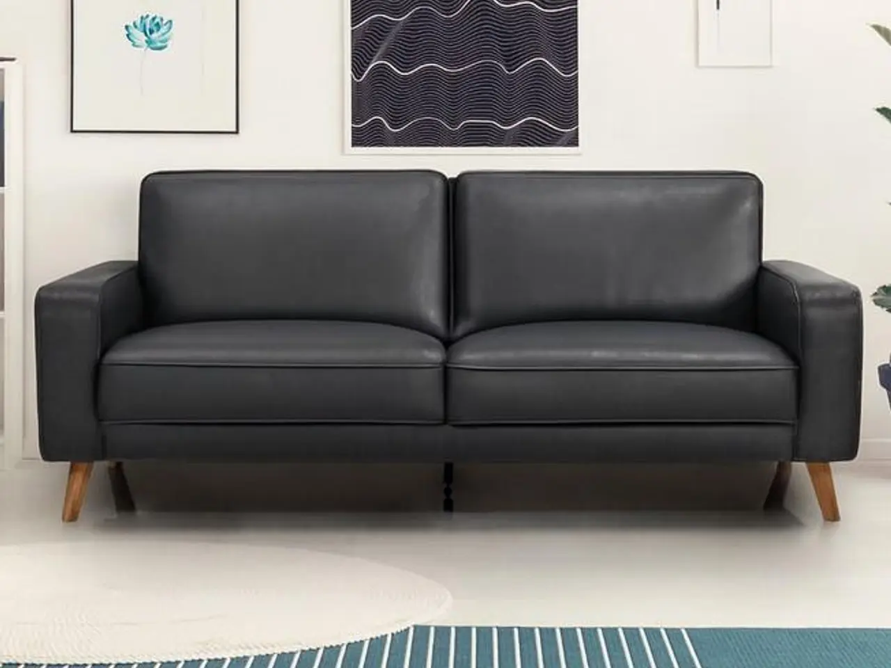 Billede 2 - Hvidovre 2-personers lædersofa - sort