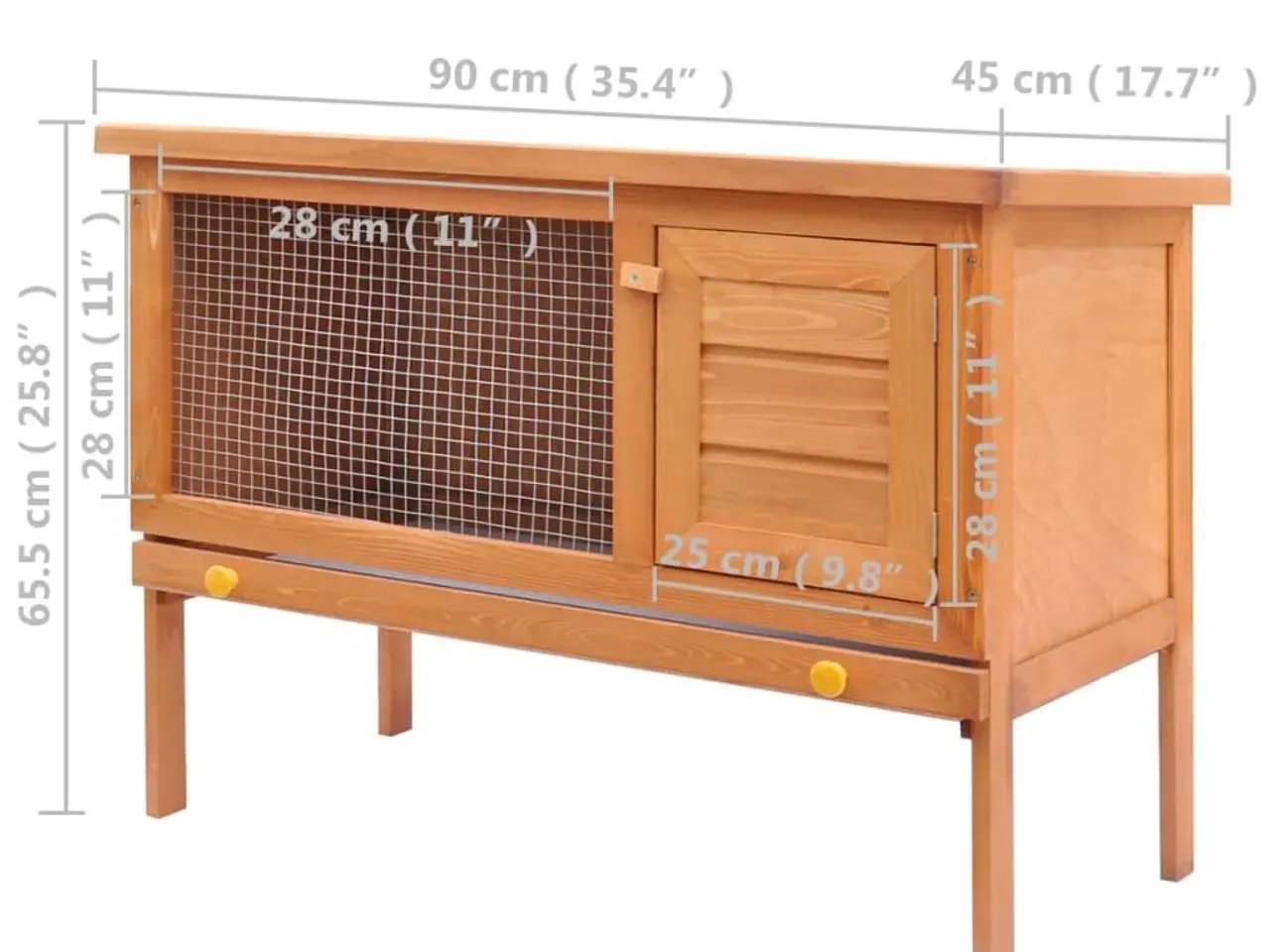 Billede 5 - Udendørs kaninbur i træ - 90 x 45 x 65,5 cm