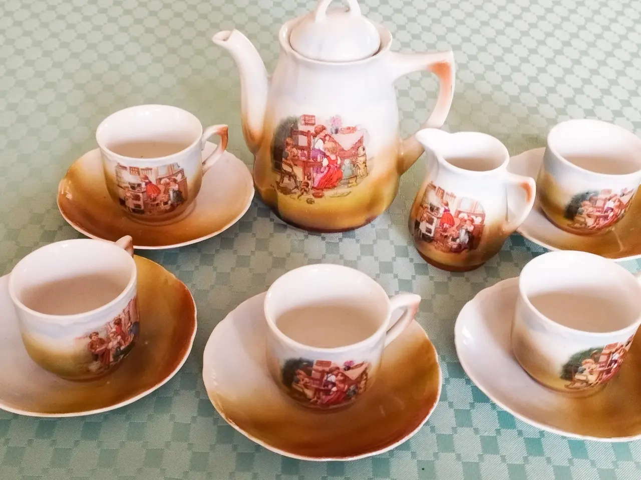 Billede 1 - Antik dukke kaffestel fra 1920-1930.