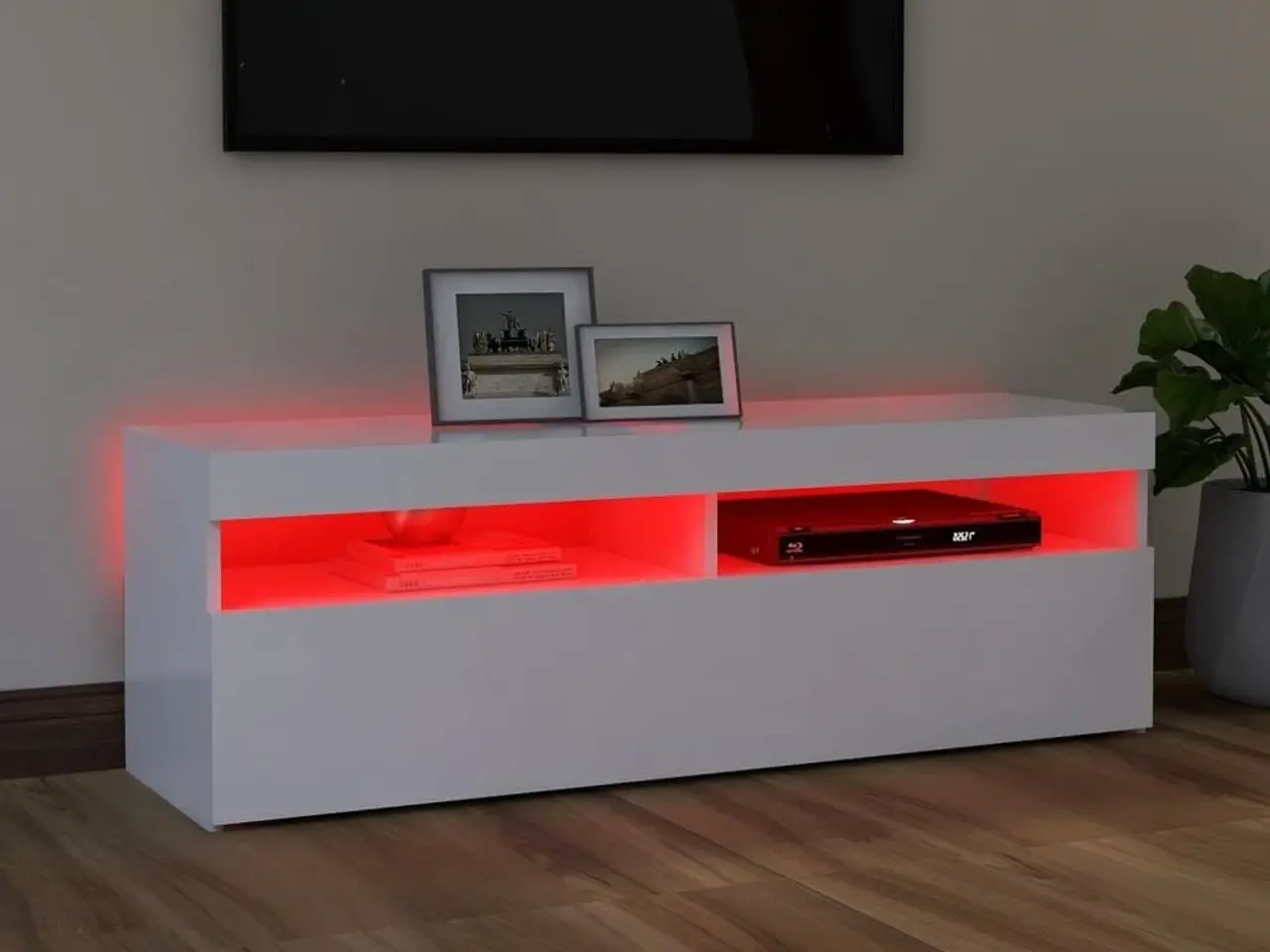 Billede 4 - Tv-skab med LED-lys - 120 × 35 × 40 cm, hvid