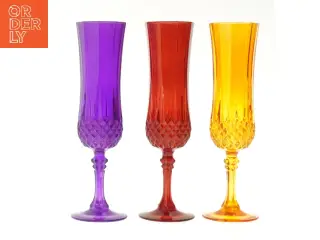 Farvede champagneglas, sæt af 3 (str. 20,5 cm)