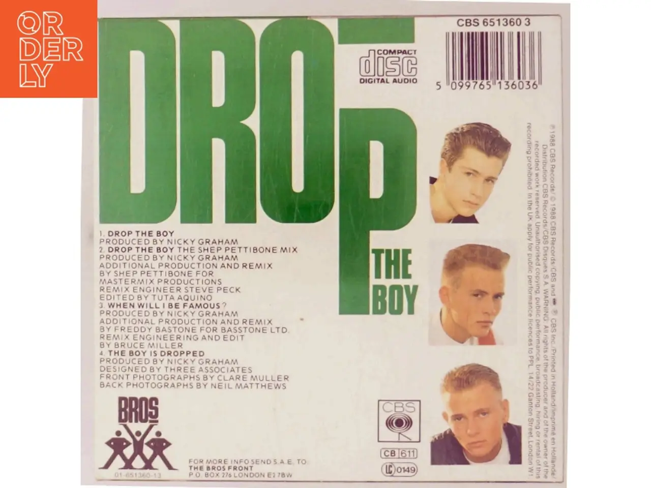Billede 3 - Bros Drop The Boy CD single fra CBS