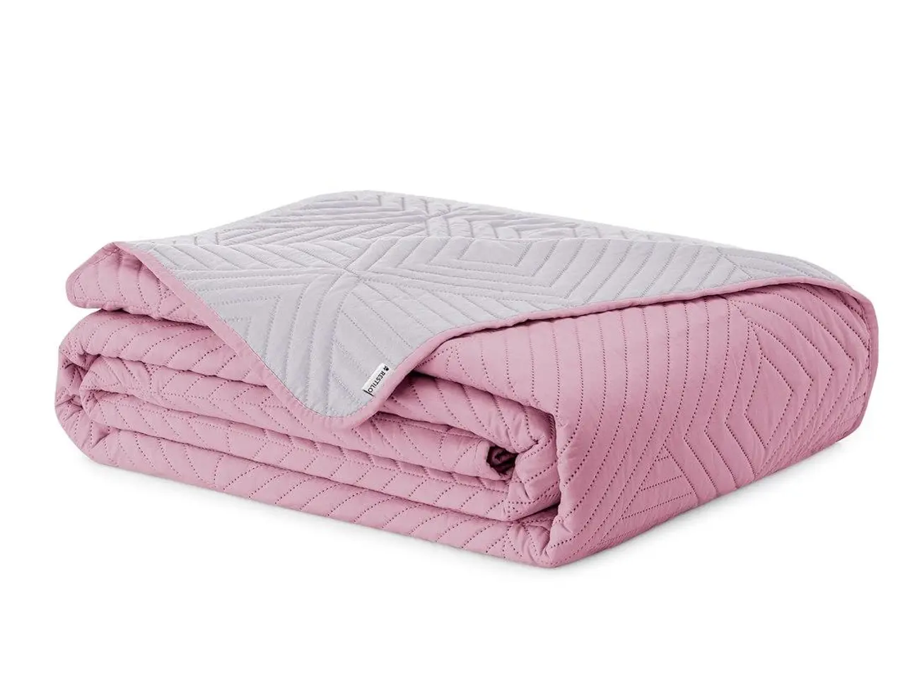 Billede 5 - Sengetæppe RESTILO SOFTA i mikrofiber - lyserød/grå 200 x 220 cm
