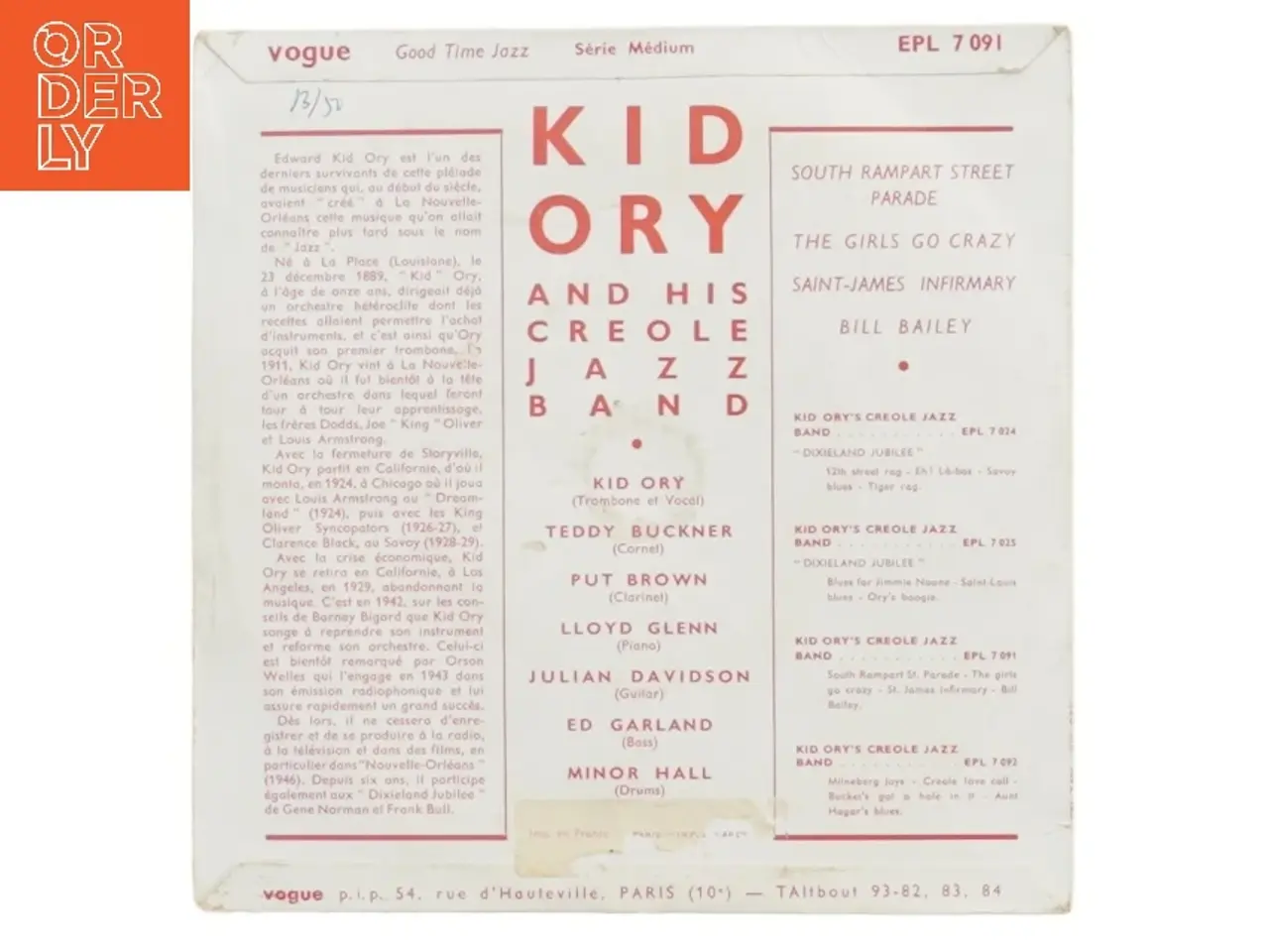 Billede 2 - Kid Ory's Creole Jazz Band 1953 Vol. 1 EP