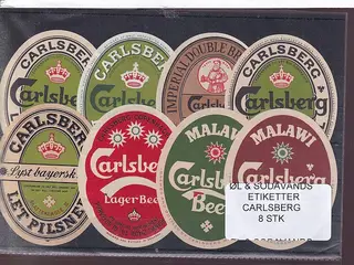 Øl og Sodavands Etiketter - Carlsberg - 8 Stk.