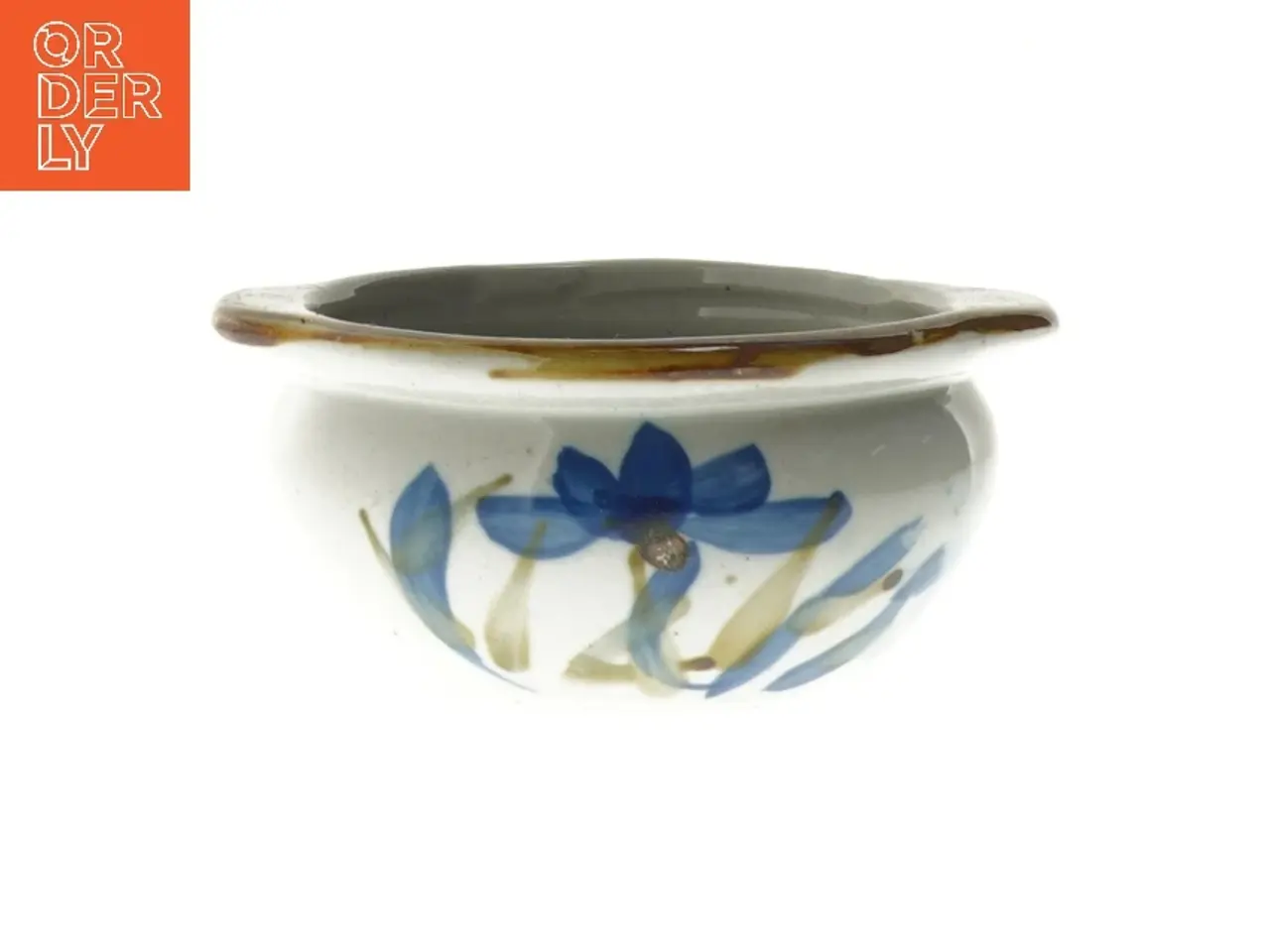 Billede 1 - Lille keramisk skål med blomsterdesign (str. Ø 11x6 cm)