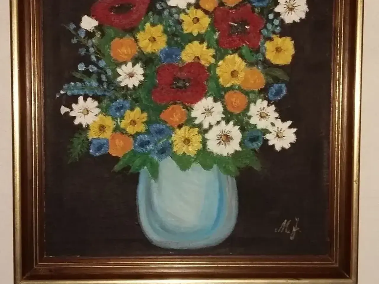 Billede 1 - FLOT MALERI. Buket af Blomster i en vase.