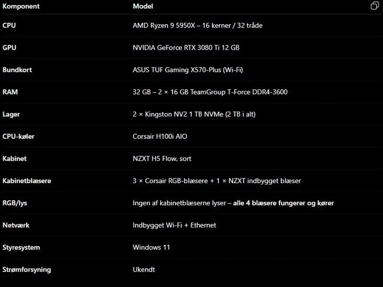 Billede 7 - PC, R9 5950x, RTX 3080TI 12GB, 32 GB DDR4