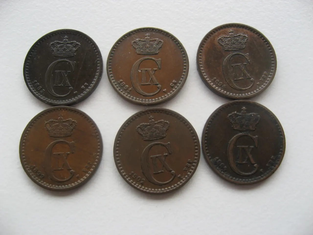 Billede 1 - 6 Flotte delfin 1 ører 1883-1904, Samlet pris
