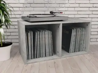 Opbevaringsreol til lp'er 71x34x36 cm konstrueret træ betongrå