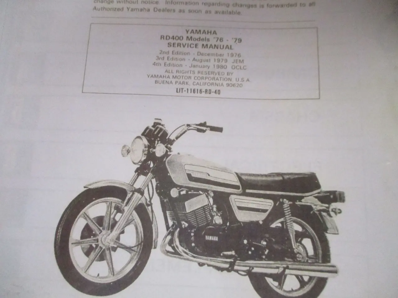 Billede 3 - Værkstedsbog RD400