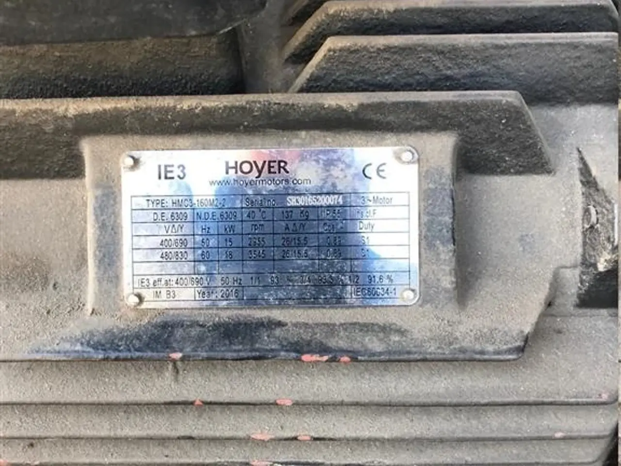 Billede 2 - - - - Hoyer 15kW elmotor (fabriksny)