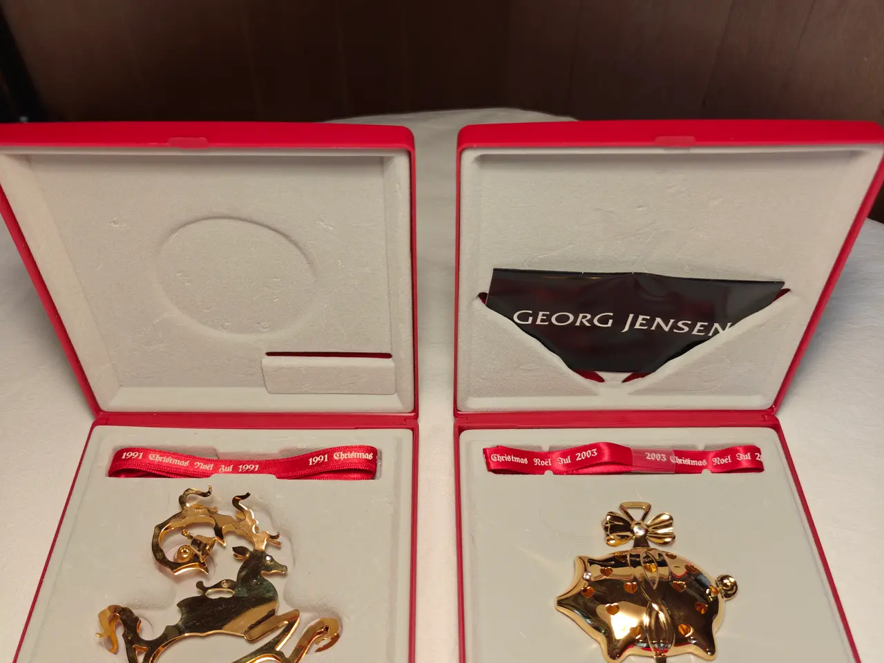 Billede 2 - 2 Georg Jensen juleuro 1991 og 2003 med silkebånd