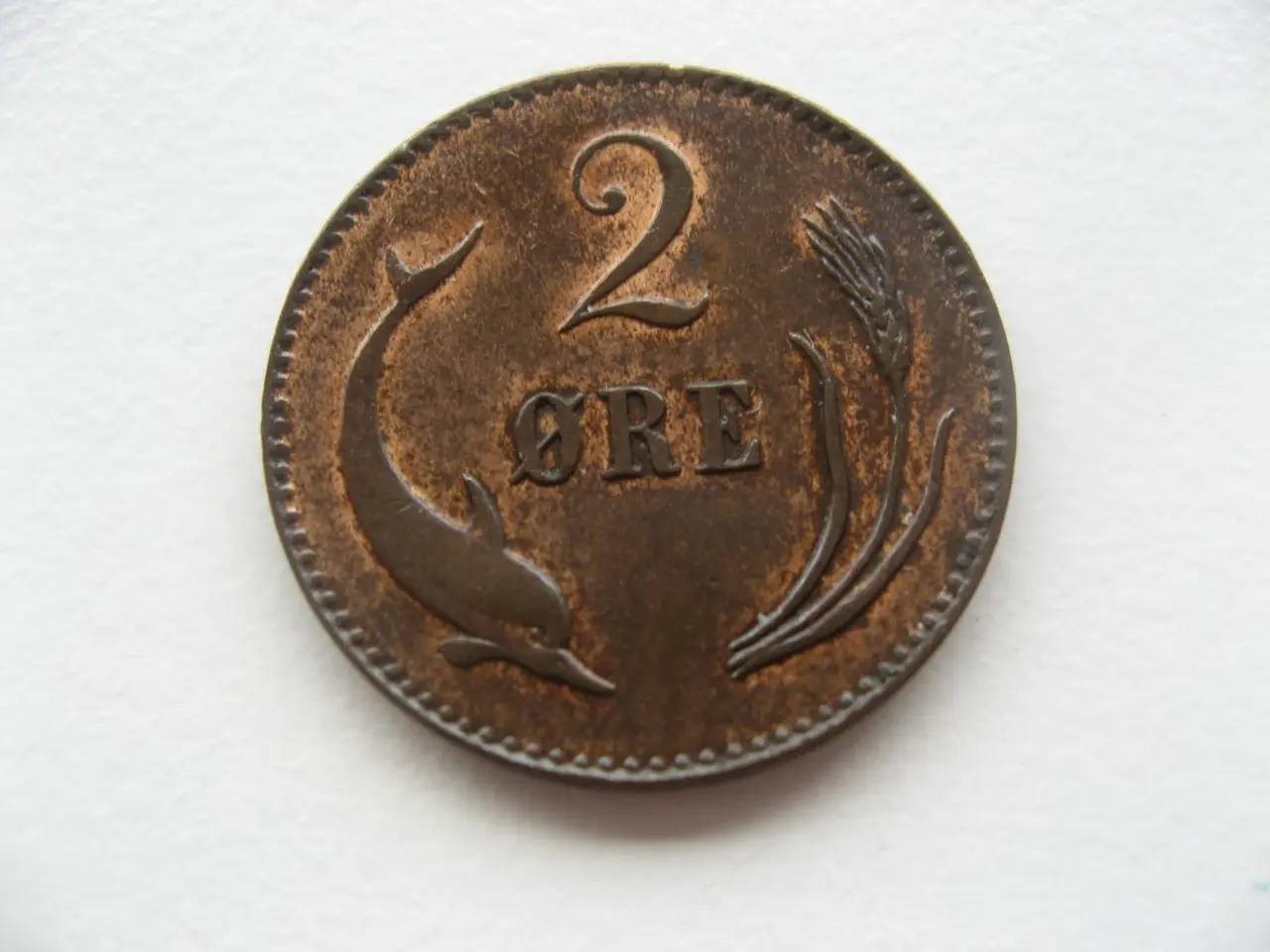 Billede 1 - Flot delfin bronze 2 øre 1875, 