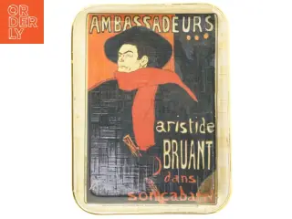 Rektangulært dekorationsfad med Aristide Bruant motiv (str. 41x31 cm)