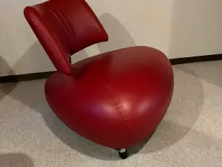 Lænestol rød læder. Leolux icon.