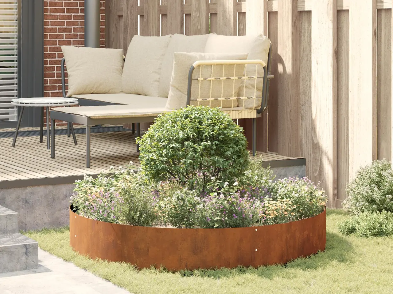 Billede 3 - Plante ring 5 stk. i cortenstål 120 x 120 x 20 cm - rusten