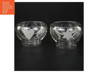 Små glasskåle med hjerte og stjerne (str. Ø 9,5 cm)