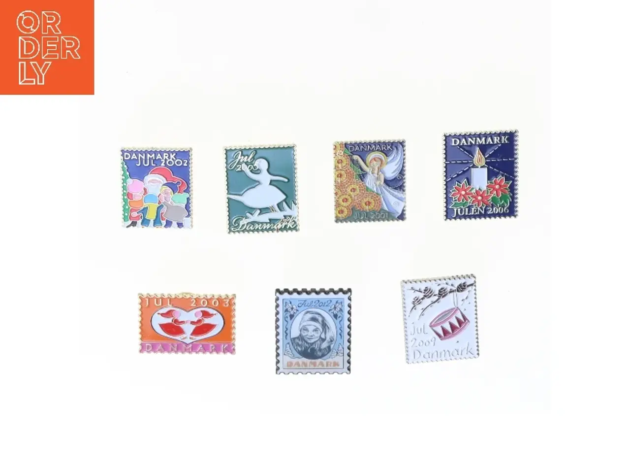 Billede 1 - Julefrimærker pins (str. 7 stk 3x2 cm)