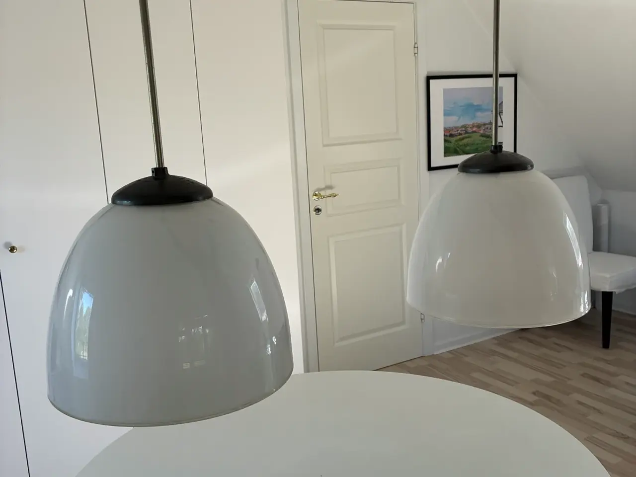Billede 1 - Loftslamper 2 stk. i hvidt glas