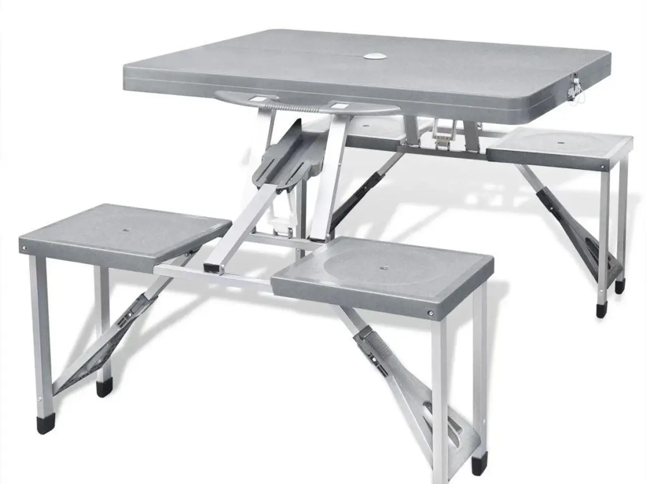 Billede 1 - Foldbart campingbordsæt med 4 taburetter i aluminium - ekstra let, grå