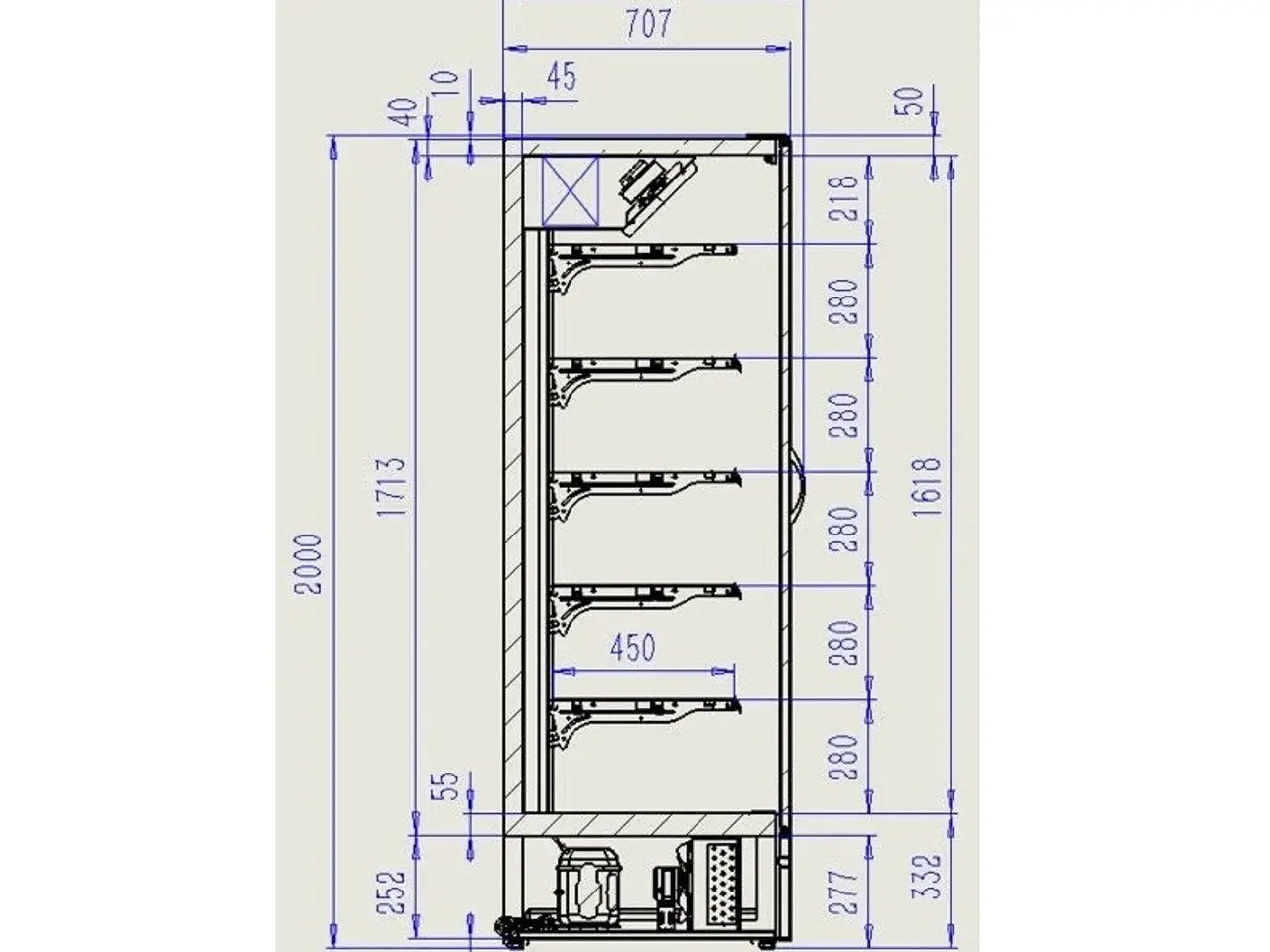 Billede 2 - Vægmonteret køleskab-sort-B1935 x D740 x H2010 mm