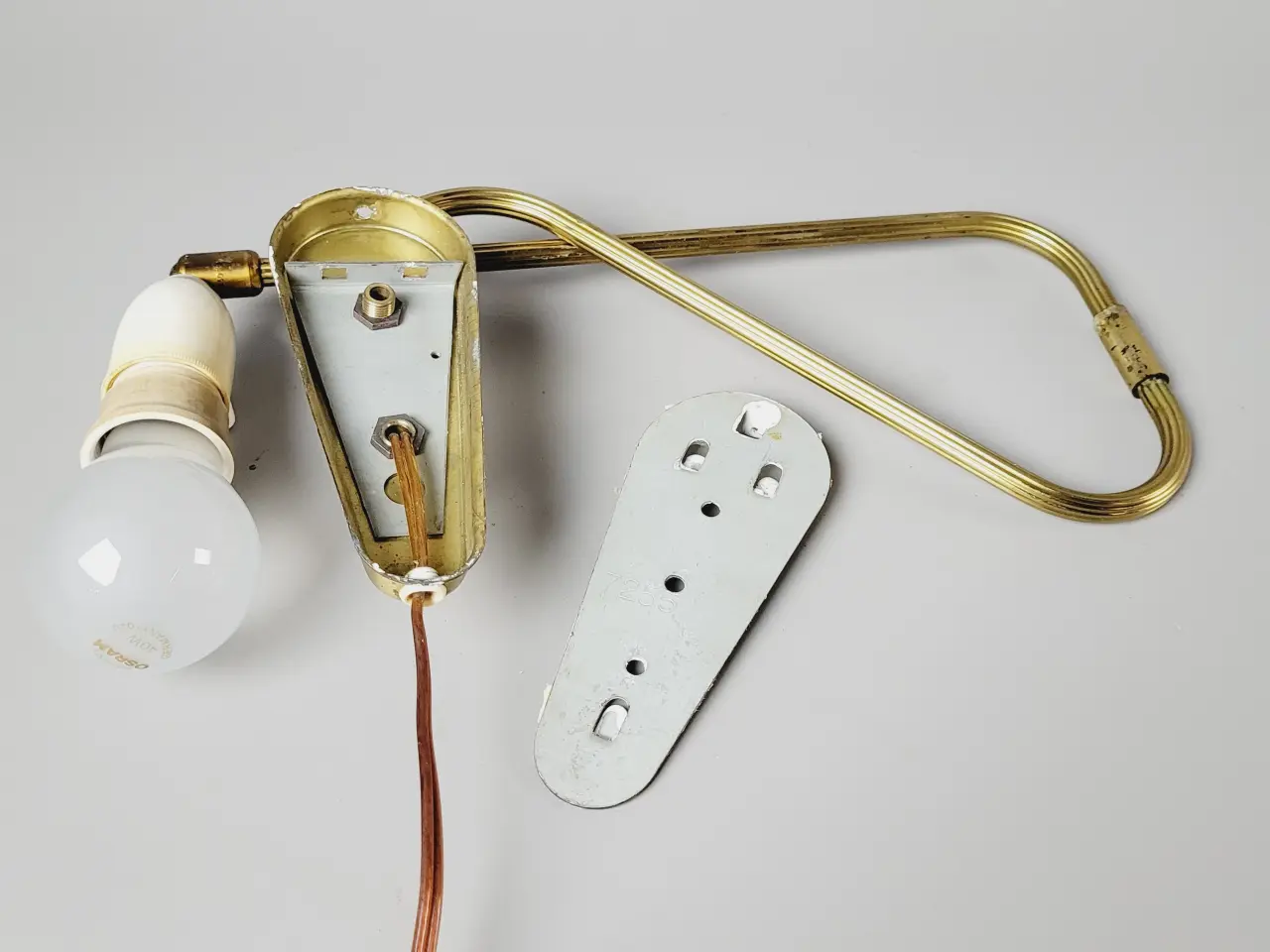 Billede 9 - ⭐️· Vintage Væglampe / Udtrækslampe Massiv Messing