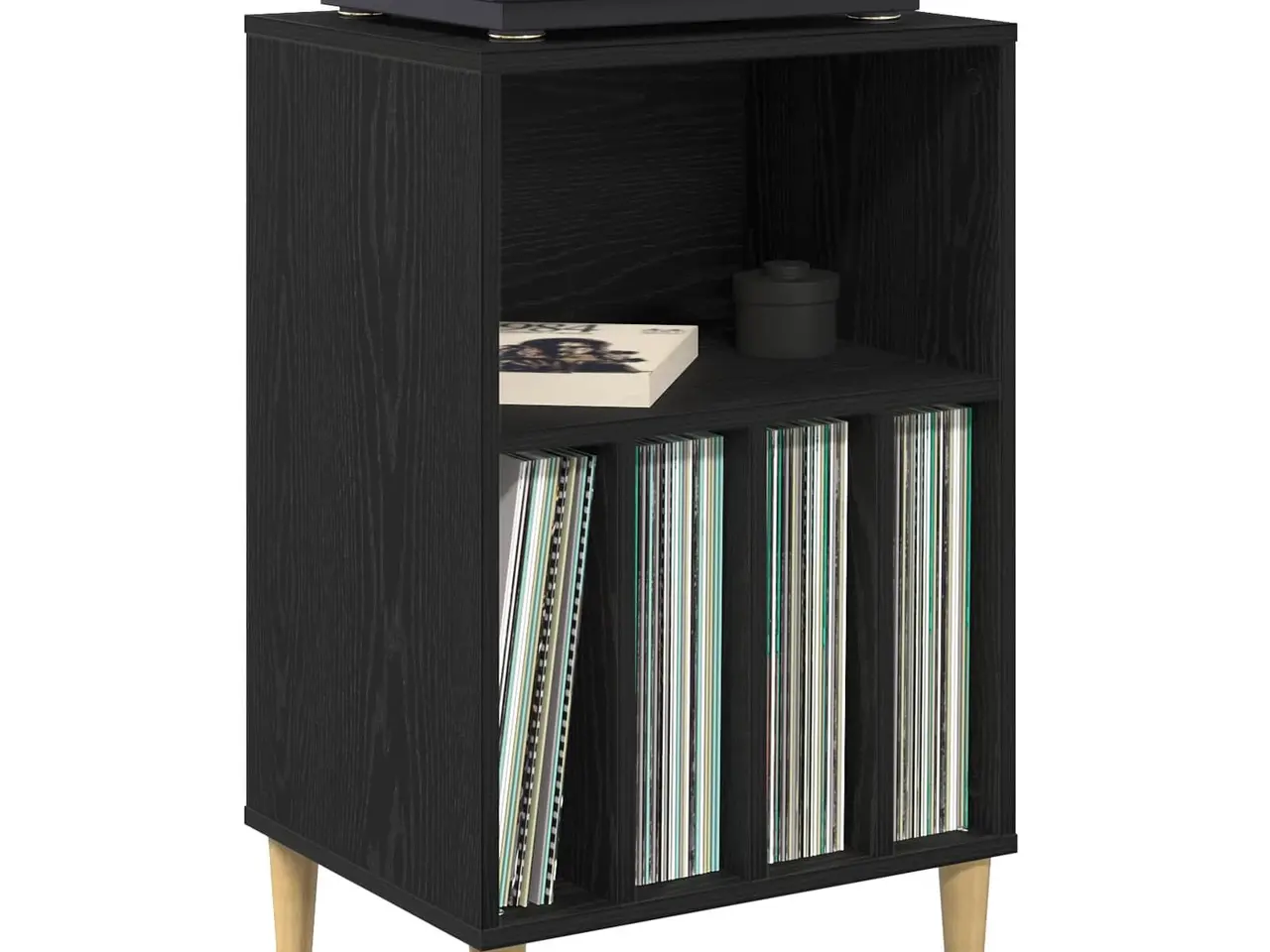 Billede 3 - Pladespillerstativ - sort eg, 47 x 39,5 x 74,5 cm