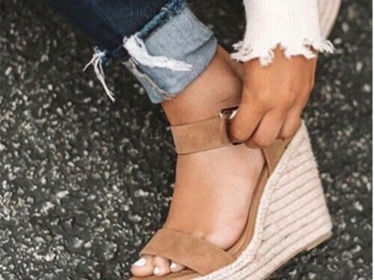 Billede 3 - 2 par wedges sandaler i leopard og sand farvet