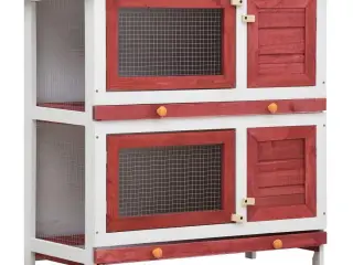 Udendørs kaninbur 4 døre træ rød