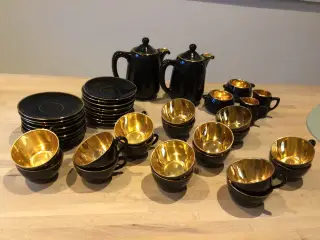 Norden Porcelain mokka/kaffestel sort m. “Guld”
