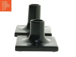 Sæt af sorte lysestager (str. 9x9x5,5 &9x9x7,5 cm)