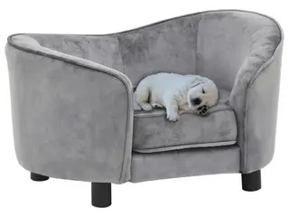 Hundesofa i plys 69 x 49 x 40 cm grå