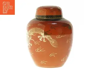 Dekorativ krukke med dragemotiv (str. 13 cm)