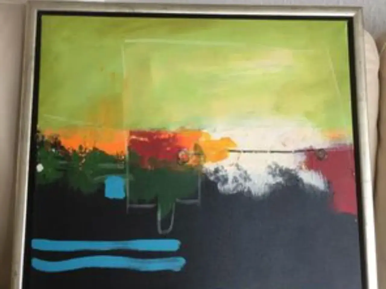 Billede 2 - 2 Flotte Malerier 44x44 cm med flot Sølvramme
