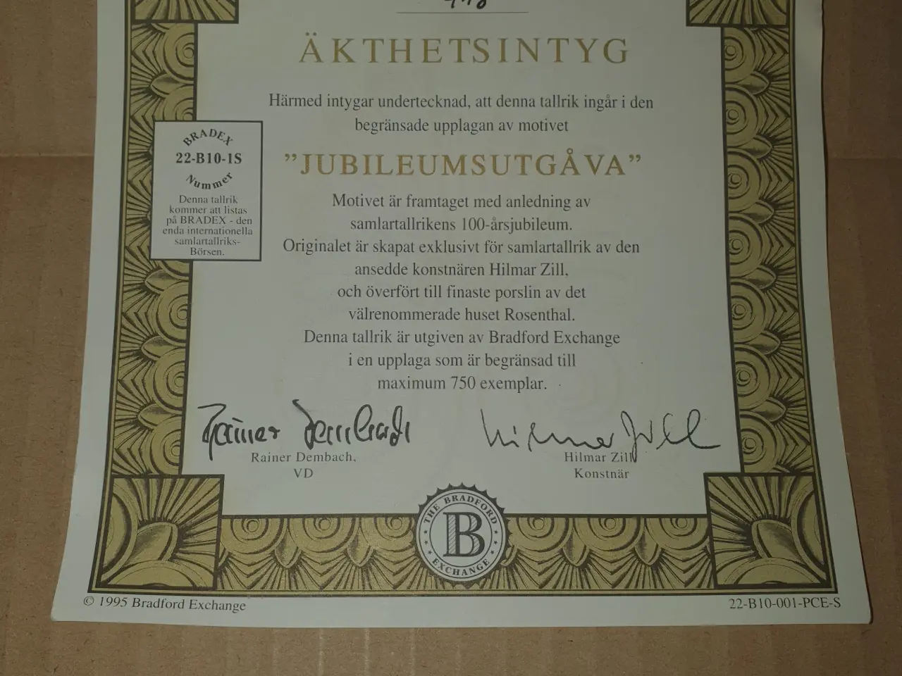 Billede 2 - Rosenthal jubilæumsgave 1995 tallerken nummer 418