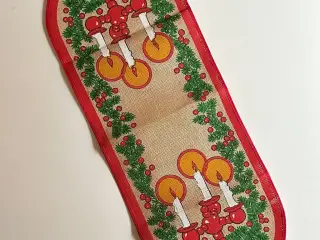 Retro julebordløber med svenske julestager, hessian
