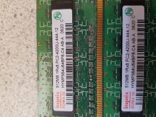 4x512mb ram ddr2 til stationær pc.