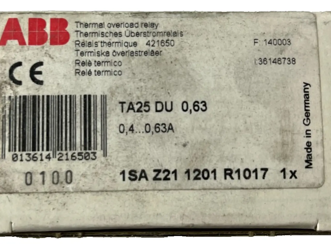 Billede 1 - ABB TA25DU-0.63 Thermal Overload relæ 0.40–0.63A