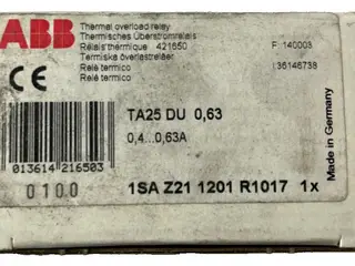 ABB TA25DU-0.63 Thermal Overload relæ 0.40–0.63A