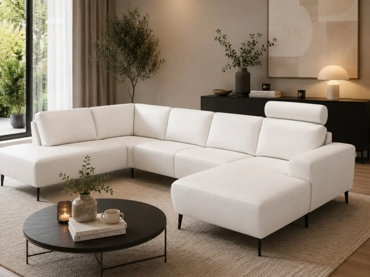Billede 6 - Hjort Knudsen Copenhagen Hvid Læder U-sofa - Højrevendt