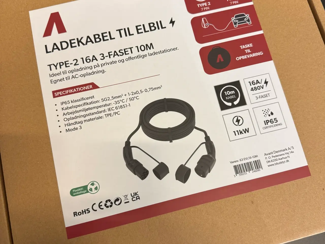 Billede 1 - 10M Ladekabel type2 16A 3Faset 
