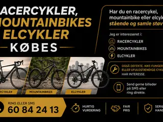 Racercykler, Mountainbikes & Elcykler Købes – Også